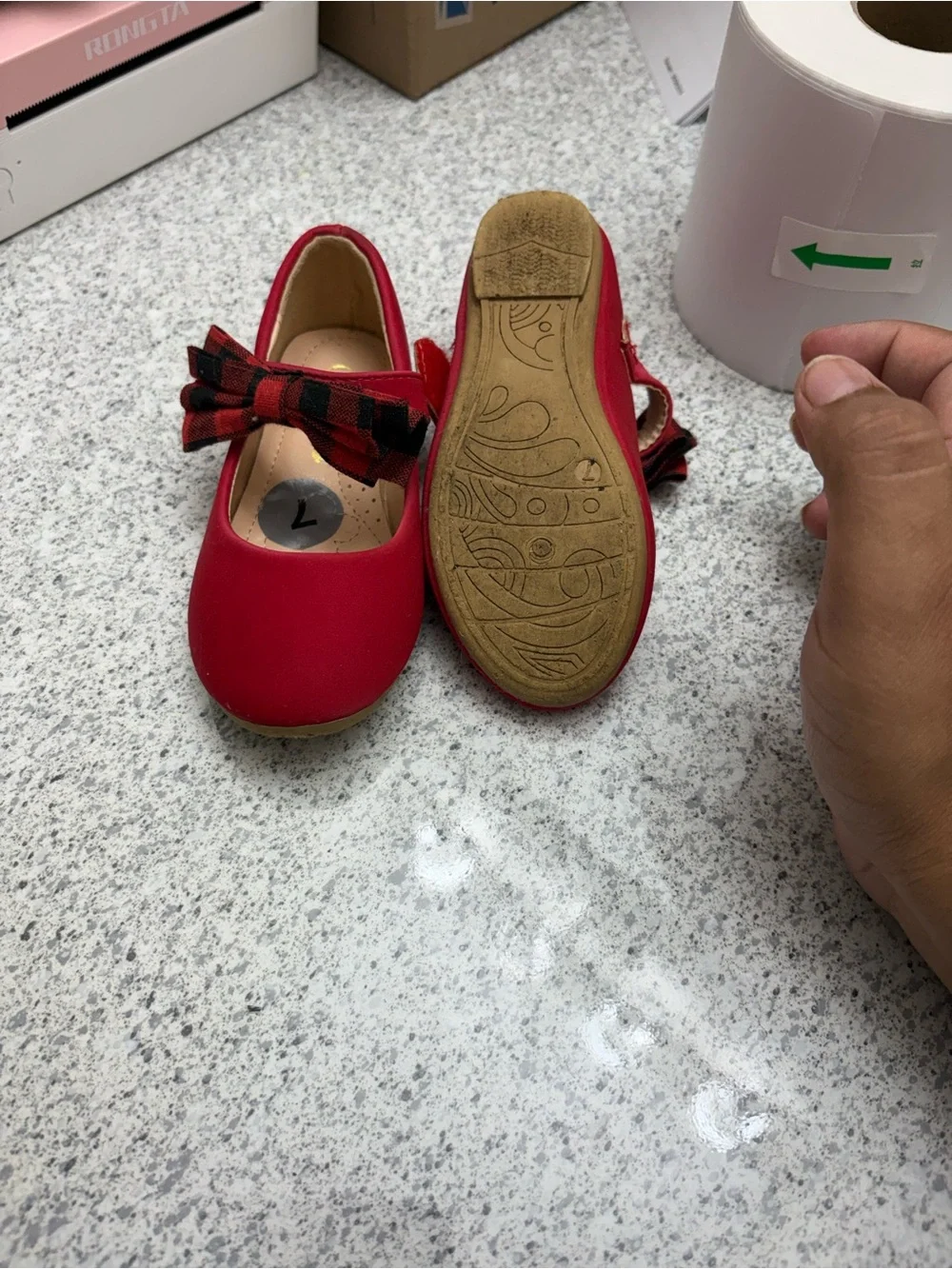 Girls Red Bow Mary Jane Flats - Kids Shoes